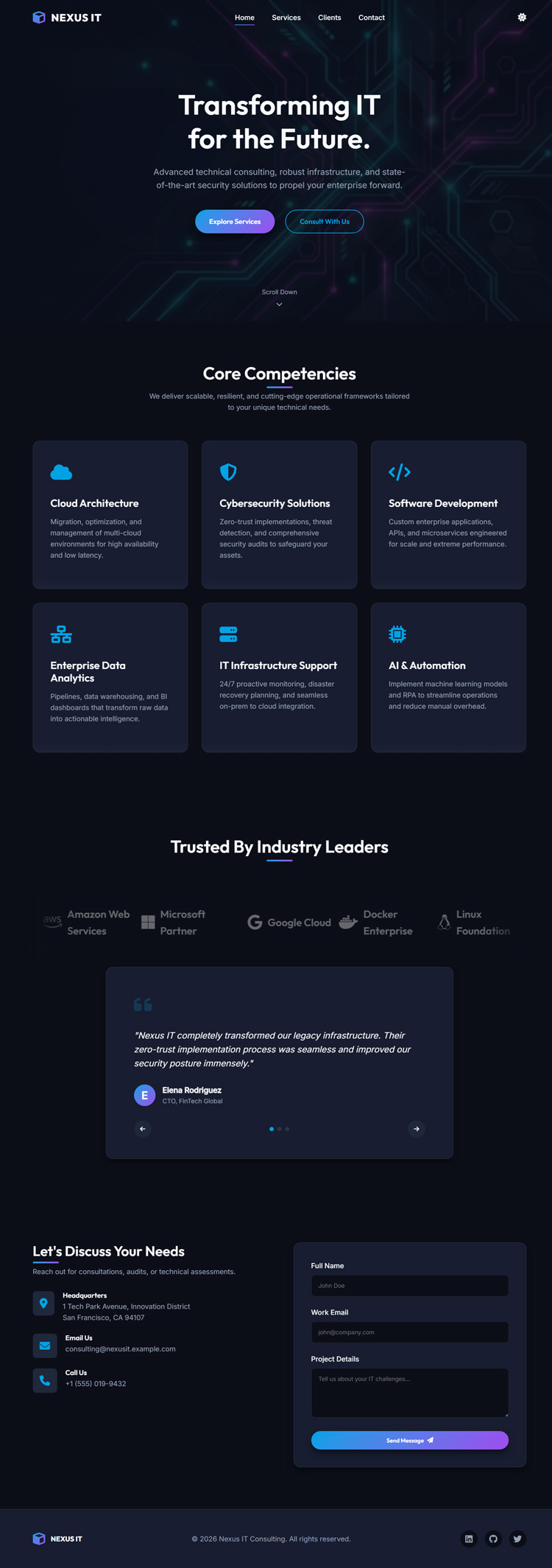 Tech Solutions Template - Dark Theme