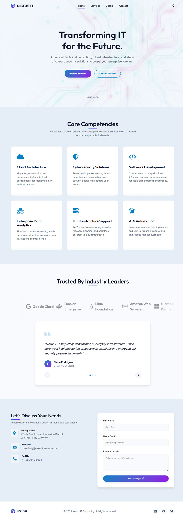 Tech Solutions Template - Light Theme